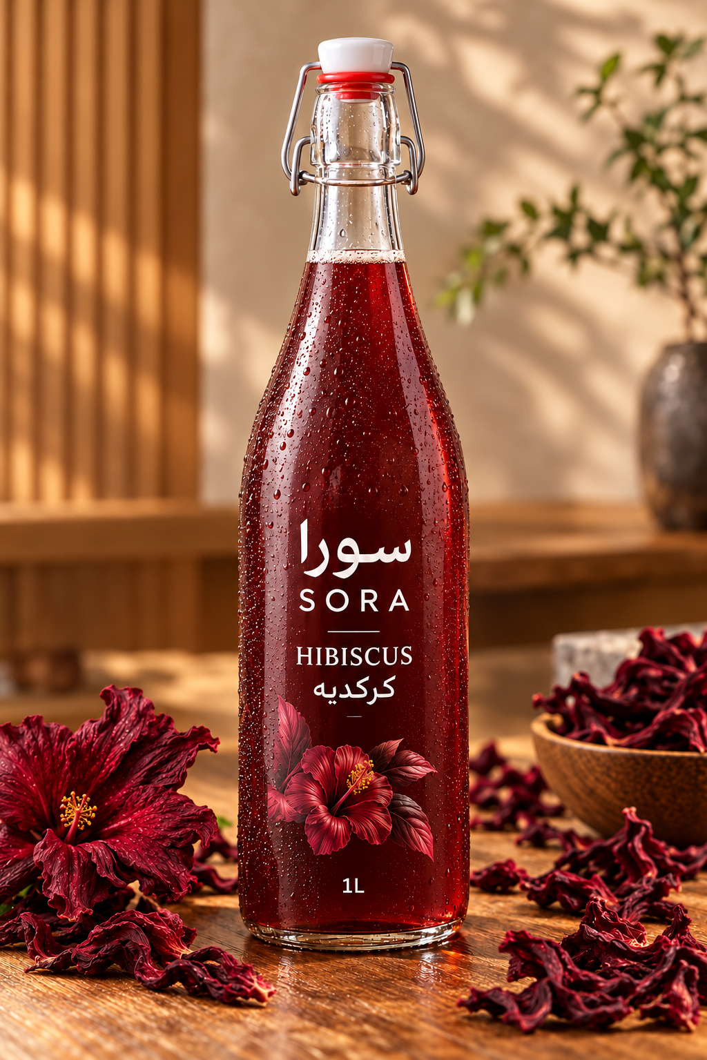 عبوة كركديه بنكهة مشروب كركديه طبيعي ومنعش